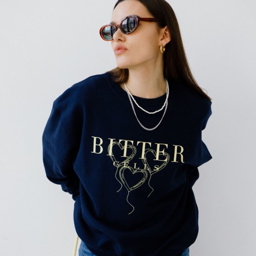 Heart Balloon Sweat Shirt-Navy