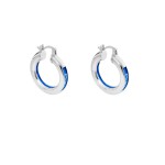 Color Tube Ring Earring  /  Elastic Fabric Band (Blue) with Silver 925