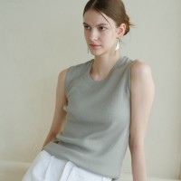 Summer Wool Sleeveless Knit _ Grey