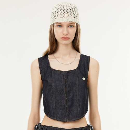 Logo denim bustier