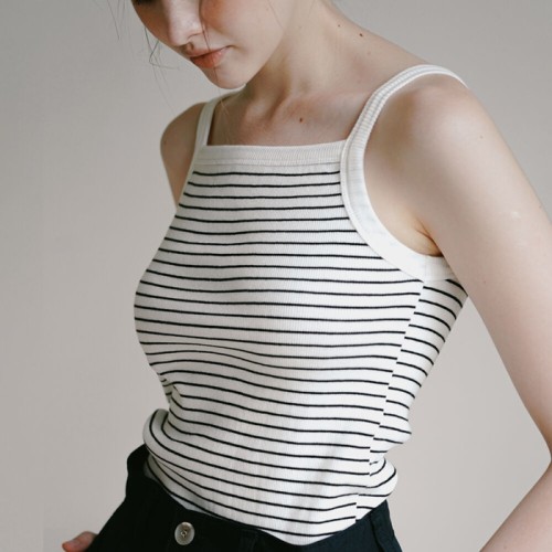 Stripe Square Sleeveless - Ivory