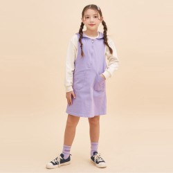 Denim-like overall dress light purple