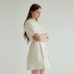 Short Sleeve Shirt Mini Dress_cream