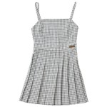 CHECK PLEATED SLEEVELESS DRESS