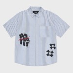 DISORDER STRIPE ZIP UP S/S SHIRT WHITE/BLUE(MG2DMMW343A)