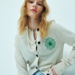 CASHMERE BLENDED CARDIGAN ROUND NECK_IVORY GREEN