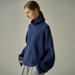 Cashmere turtleneck knit_melange navy