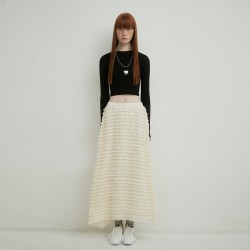 Frill long skirt_ivory