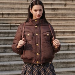 Eden Puffer Jacket-Brown