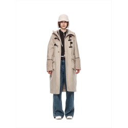 FLEECE HOODY DUFFLE COAT IN BEIGE