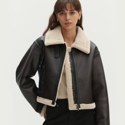 Eco fur mustang jacket brown