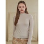 [Coett] Logo Half-Turtleneck T LIGHT BEIGE