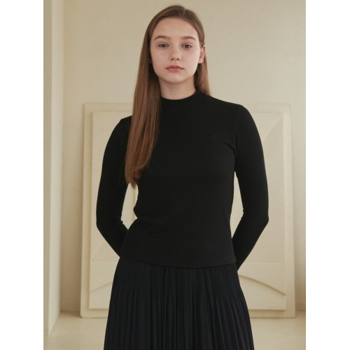 [Coett] Logo Half-Turtleneck T BLACK