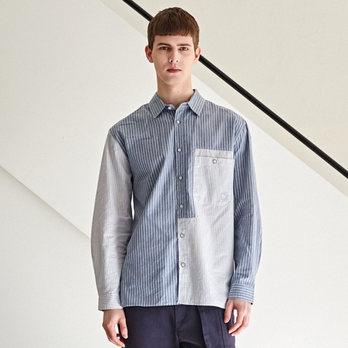 Surface division stripe tone on tone shirts CXS23SWSH281 BLU M