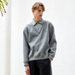 Fake layered cardigan collar T-shirts CXS23FKKT972 GRY M