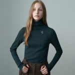 LOGO EMBROIDERED TURTLE NECK TOP BLUE GREEN