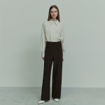 ELASTICATED WAIST STRAIGHT LEG TROUSERS TRUFFLE