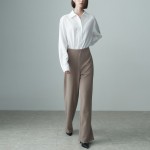 ELASTICATED WAIST STRAIGHT LEG TROUSERS MOCHA