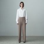 ELASTICATED WAIST STRAIGHT LEG TROUSERS MOCHA