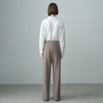 ELASTICATED WAIST STRAIGHT LEG TROUSERS MOCHA