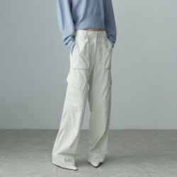 WIDE POCKET CARGO PANTS IVORY