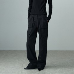 WIDE POCKET CARGO PANTS BLACK