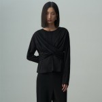 TWISTED DRAPE BLOUSE BLACK