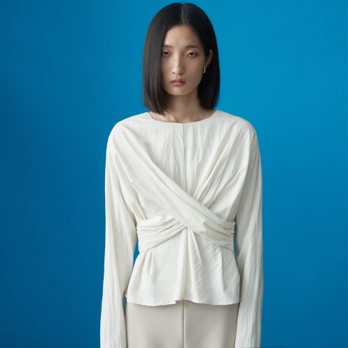 TWISTED DRAPE BLOUSE IVORY