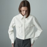 CARGO POCKET CROPPED SHIRT CREAM