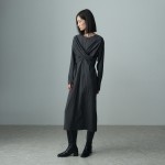 TWISTED DRAPE DRESS CHARCOAL