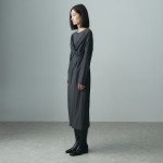 TWISTED DRAPE DRESS CHARCOAL