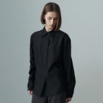 POINT COLLAR LONG SLEEVE SHIRT BLACK