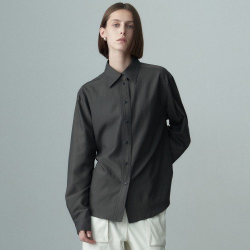 POINT COLLAR LONG SLEEVE SHIRT CHARCOAL