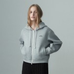 BASIC LOGO ZIP UP HOODIE MELANGE GRAY