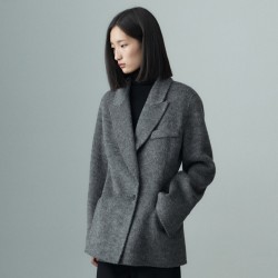 PEAKED COLLAR HERRINGBONE JACKET