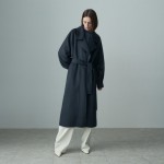 BALLOON SLEEVE BELTED ZIBELLIN COAT MIDNIGHT BLUE