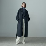 BALLOON SLEEVE BELTED ZIBELLIN COAT MIDNIGHT BLUE