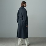 BALLOON SLEEVE BELTED ZIBELLIN COAT MIDNIGHT BLUE