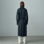 BALLOON SLEEVE BELTED ZIBELLIN COAT MIDNIGHT BLUE