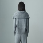 RACOON HALF ZIP UP KNIT SWEATER MELANGE GRAY