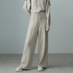 RACOON WIDE LEG KNIT PANTS MIX OATMEAL