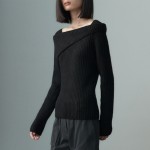 OFF SHOULDER RIBBED KNIT TOP BLACK