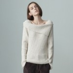 OFF SHOULDER RIBBED KNIT TOP OATMEAL