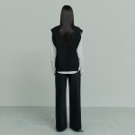 SIDE SLIT BUTTONED VEST BLACK