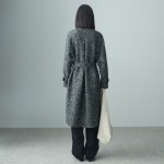 HIGH NECK BELTED HERRINGBONE COAT 