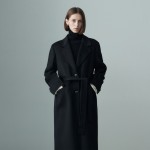 BELTED WOOL BLEND COAT BLACK