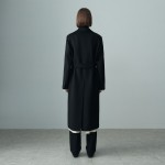 BELTED WOOL BLEND COAT BLACK