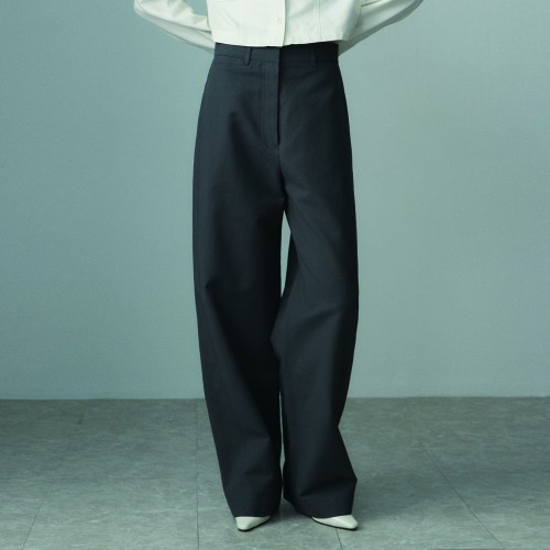 DIAGONAL LINE CURVED SLACKS ASH GRAY