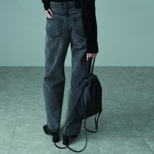 STRAIGHT DENIM PANTS STONE BLACK