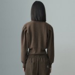 PUFFED SLEEVE KNIT TOP BROWN